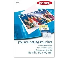 Ednet laminavimo maišeliai vizitinėms kortelėms, 80 mic., 60x95mm, 50 vnt.91527