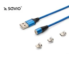Savio CL-157 USB kabelis 2 m USB 2.0 USB C Micro USB A/Lightning Mėlyna