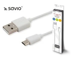 USB Kabelis - Savio CL-124 Micro USB 2.0 2m Baltas