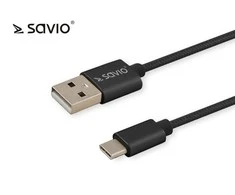 Savio CL-129 USB cable 2 m USB 2.0 USB A USB C Juodas