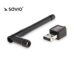 Wi-Fi 802.11 / n SAVIO CL-63 USB 150Mbps kortelė su antena, lizdinė plokštelė