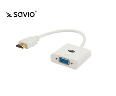 Savio CL-27B vaizdo kabelio adapteris 0,1 m HDMI Type A (Standartinis) VGA (D-Sub) Baltas