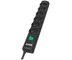Ilgiklis - Ever Optima 1,5 M Juoda 6 AC Išvestis