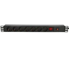EXTRALINK 19 colių 1U 7 lizdų ES tipo maitinimo PDU su jungikliu PDU EU