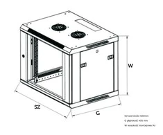 EXTRALINK 9U 600X450 ASP sieninė spintelė metalinių durų pilka