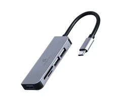 GEMBIRD USB Type-C 3 prievadų USB šakotuvas USB3.1 + USB 2.0 su kortelių skaitytuvu