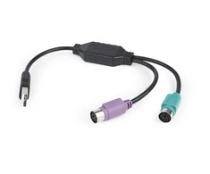 GEMBIRD UAPS12-BK Gembird USB į 2 jungtys PS/2 keitiklis USB A kištukas/2 x MDIN 6F 30cm laidas juodas