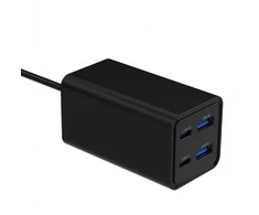 „Gembird“ USB PD USB C tipo, 4x USB, 65 W, GaN, juodas
