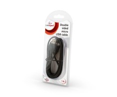GEMBIRD CCB-USB2-AMmDM-6 Gembird dvipusis Micro-USB į USB 2.0 AM kabelis, 1.8 m, juodas, lizdinė pakuotė