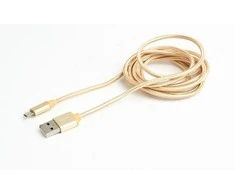 GEMBIRD CCB-mUSB2B-AMBM-6-G cotton braided micro USB cable 2.0 AM-MBM5P 1.8M metal connectors auksinis