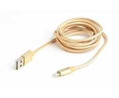 GEMBIRD CCB-mUSB2B-AMLM-6-G USB–8 kontaktų kabelis, medvilninis pintas metalinis jungiklis, 1,8 m, auksinis