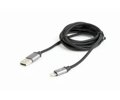 GEMBIRD CCB-mUSB2B-AMLM-6 Gembird USB–8 kontaktų kabelis, medvilninis pintas, metalinės jungtys, 1,8 m, juodas