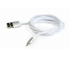 GEMBIRD CCB-mUSB2B-AMLM-6-S Gembird USB–8 kontaktų kabelis, medvilninis pintas, metalinės jungtys, 1,8 m, sidabrinis