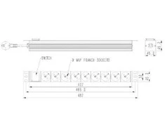 „Gembird EnerGenie EG-PDU-9F2F“ maitinimo blokas (PDU), 10 vnt. C13 lizdų, 1U, 16A, C20 kištukas, 2 m kabelis, juodas