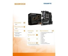 Pagrindinė plokštė GIGABYTE B650M DS3H AM5 4xDDR5 4xSATA 2xM.2 1xHDMI 2xDP