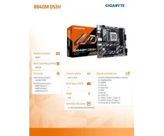 Pagrindinė plokštė GIGABYTE B840M DS3H AM5 1xHDMI 2xDP