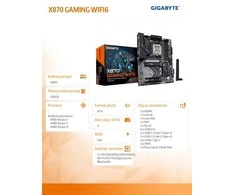 Pagrindinė plokštė GIGABYTE X870 GAMING WF6 AM5 4xDDR5 6xSATA 3xM.2