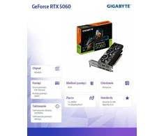 Vaizdo plokštė GIGABYTE GeForce RTX 5060 OC Low Profile 8G Grafikos plokštė - 8GB GDDR7, 128bit, PCI-E 5.0, 2512 MHz Core Clock, 3 x DisplayPort, 1 x HDMI, GV-N5060OC-8GL