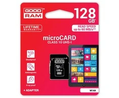 Atminties kortelė Atminties korta Goodram Micro SD 128Gb (class 10) + SD adapter