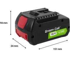 Green Cell Žalias Cell Žalias Cell baterija, skirta Bosch 18V 4Ah Power Tools Pakaitinė baterija GBA1600Z00038