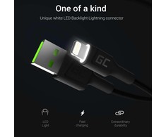Green Cell Žalias Cell Žalias CELL 3x Kabelis GC Ray USB - Lightning 200cm baltas LED apšvietimas