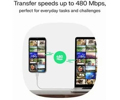 Green Cell Žalias Cell USB-C laidas 1.2 m 100 W Greencell PowerStream greito įkrovimo PD Mint Žalias