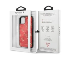 Guess dėklas, skirtas skirtas iPhone 11 Pro Max GUHCN654GGPRE raudonas kietas dėklas, skirtas 4G Double Layer Glitter