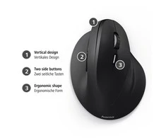 Belaidė pelė su 6 mygtukais  HAMA Vertical Ergonomic EMW-500, juoda