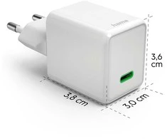 Hama supermini 45W GaN PD/QC 1x USB-C balta
