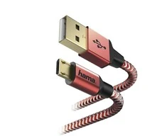 HAMA atspindintis įkrovimo/duomenų kabelis Micro-USB 1,5 m raudonas