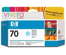 Hewlett Packard (HP) HP nr.70 Rašalo krepšelis. Šviesiai žalsvai mėlyna su Vivera rašalu (130 ml)