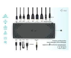 I-TEC USB 3.0 / USB-C / Thunderbolt 3 Dualdock 1x5K 2x4K 60Hz 2xDP 2xHDMI 1xGLAN 4xUSB 3.2 2xUSB-C 3.2 Gen.2 1xGarso / mikrofono lizdas PD 100W