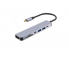 USB Hub - iBox IUH3SL4K 5000 Mbit/s USB Type-C, USB Type-A, HDMI, Sidabrinis
