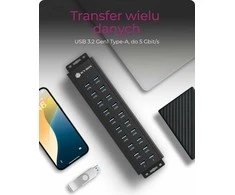 Raidsonic | 20-in-1 USB HUB su maitinimo šaltiniu, įjungimo/išjungimo mygtuku ir tvirtinimo laikikliais | IB-HUB1720-U3