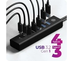 Icy Box IB-HUB1737-C3 7 prievadų USB 3.2 Gen 1 šakotuvas, 3x USB Type-C., 4x USB Type-A