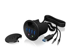 ICYBOX IB-HUB1403A Icy Box Desk Hub 4x USB 3.0, 1x garso įvestis, 1x garso išvestis