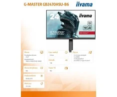 Monitorius IIYAMA GB2470HSU-B6 G-Master Raudona Eagle 24inch Fast IPS FHD FreeSync Premium 180Hz 1100:1 300cd/m2 0.2ms HDMI DP 4xUSB Juodas Garsiakalbiai