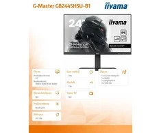 Monitorius IIYAMA GB2445HSU-B1 G-Master 24inch ETE IPS FHD Juodas Hawk 100Hz 250cd/m2 1ms HDMI DP USB-HUB 2x2.0 Speakers Juodas Imtuvas