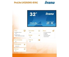 Monitorius IIYAMA LH3260HS-B1AG 32 colių 1920x1080 FHD VA skydelis Haze 25perc 500cd/m kraštovaizdžio ir portreto sieninis laikiklis įtrauktas