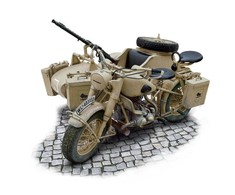 Italeri BMW R75 vokiečių karinis motociklas su lopšiu – 1:9 modelis 26,7 cm