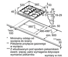 Bosch Serie 6 PCH6A5I90 hob Nerūdijantis plienas Built-in 60 cm Gas 4 zone(s)