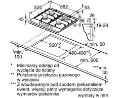 Bosch Serie 4 PGH6B5K90 hob Nerūdijantis plienas Built-in 60 cm Gas 4 zone(s)