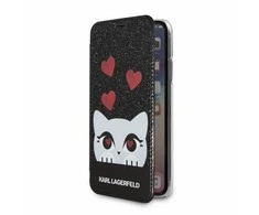 Dėklas Apple iPhone X / XS Karl Lagerfeld Book Valentine (KLFLBKPXVDCBK) juodos spalvos