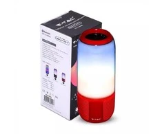 V-tac Bluetooth kolonėlė su 6W LED šviesomis, USB jungtimi, raudona. Yra TransFlash kortelės vieta, 5V, IP20, neatspari drėgmei.