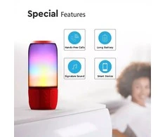 V-tac Bluetooth kolonėlė su 6W LED šviesomis, USB jungtimi, raudona. Yra TransFlash kortelės vieta, 5V, IP20, neatspari drėgmei.