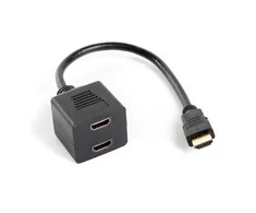 LANBERG AD-0019-BK adapter HDMI-AM->HDMI-AF x2 splitter 20cm