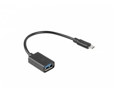 LANBERG adapter micro USB M USB-A F 2.0 0.15m OTG juodas