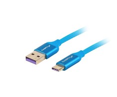 LANBERG CA-USBO-21CU-0005-BL Premium laidas USB-C M A M 2.0 0.5M Mėlyna Super Charge