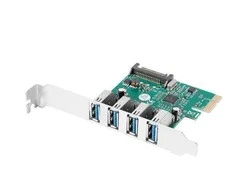 LANBERG išplėtimo plokštė PCI Express > 4 x USB 3.1 GEN1 + žemo profilio laikiklis