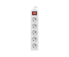 LANBERG PS1-05E-0150-W 1.5M Baltas LANTERGE CURVE 5X 230V PL WITH CIRCUIT BREAKER FULL COPPER